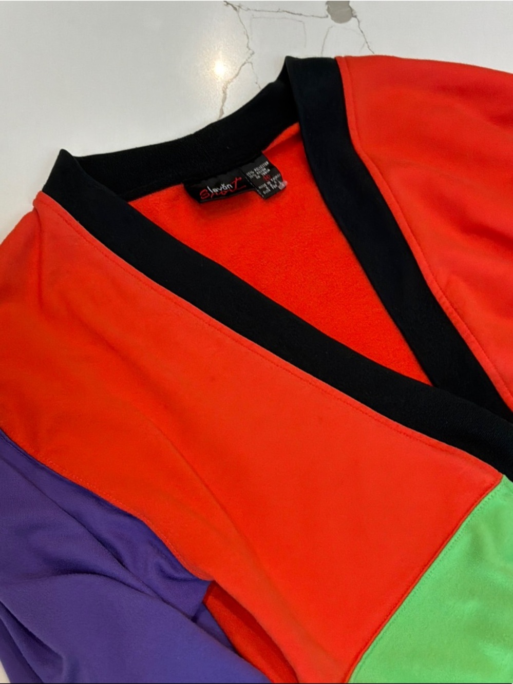 Lavon Sport Medium Vintage Havana VNeck Top Red Purple Green Black Buttonup